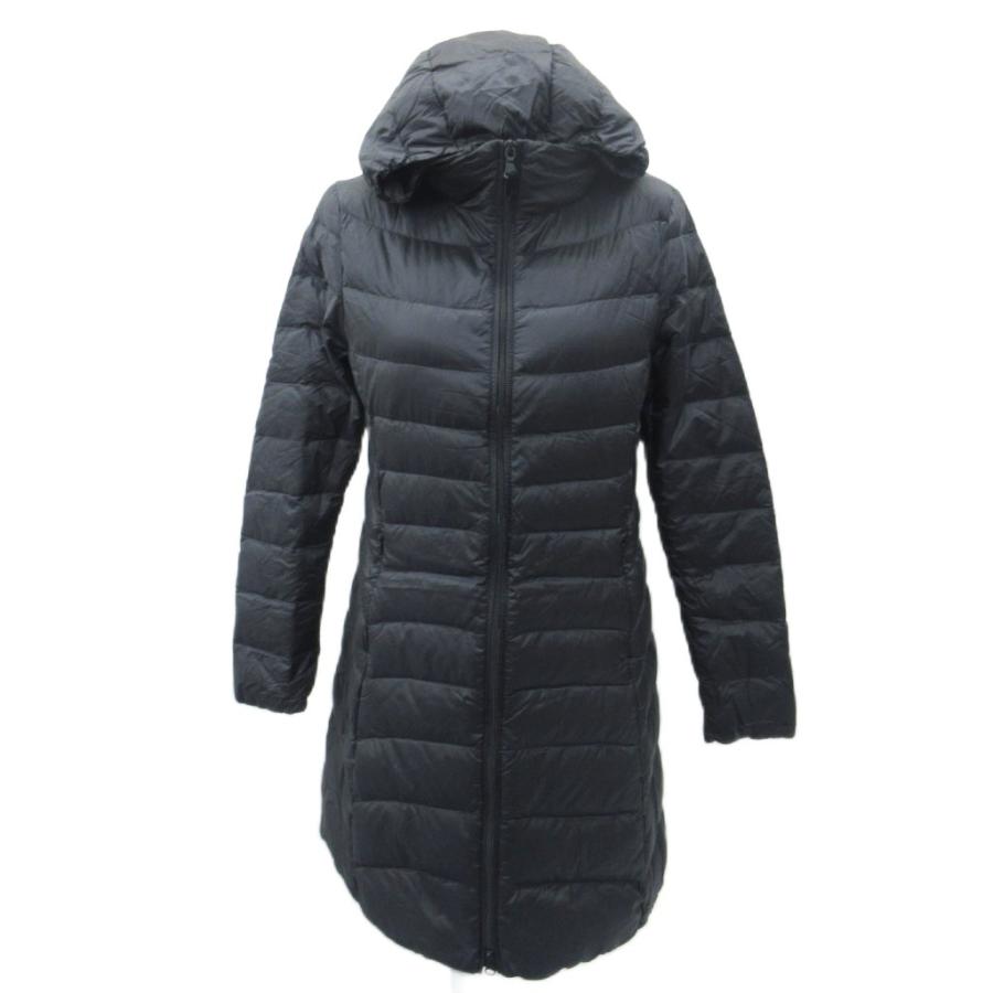 ユニクロ（UNIQLO） ダウンコート ロング丈 M 黒 ブラック フード付き