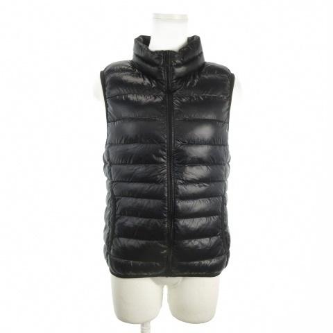 ユニクロ（UNIQLO） ダウンベスト M 黒 ブラック 無地 スタンドカラー