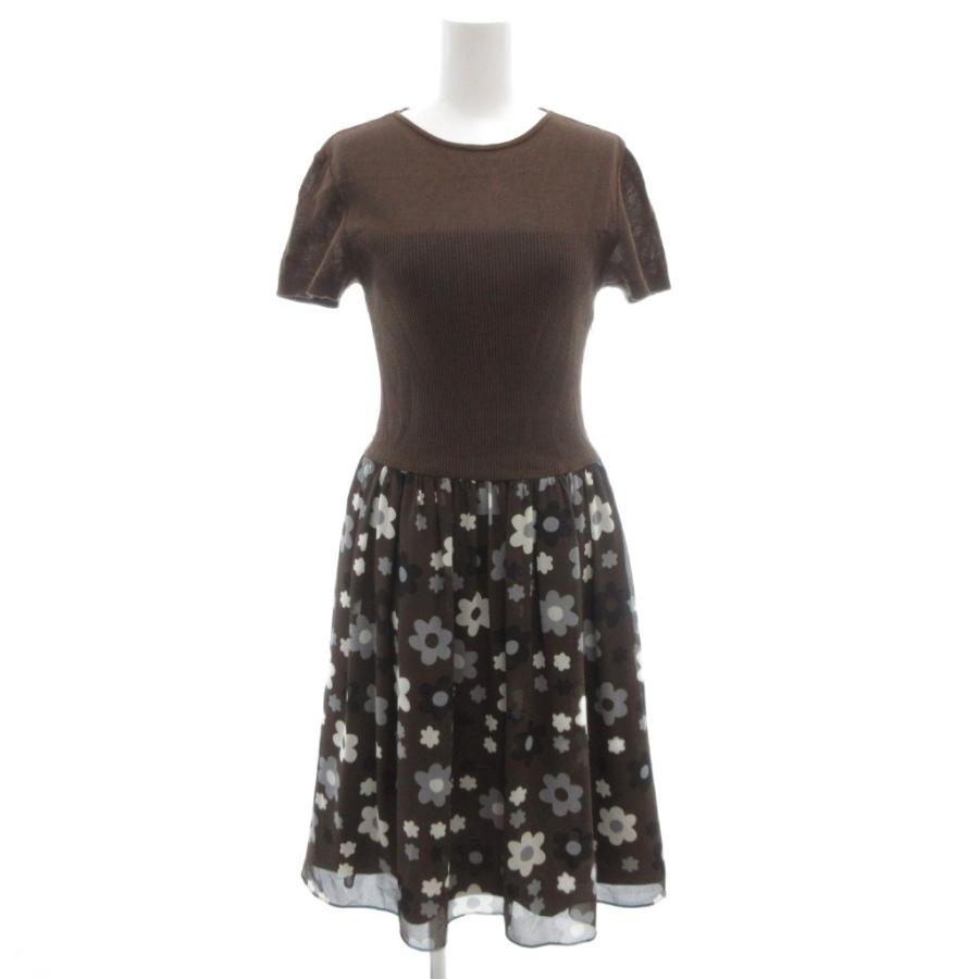 エムズグレイシー M'S GRACY ドッキングワンピース 半袖 ひざ丈 花柄