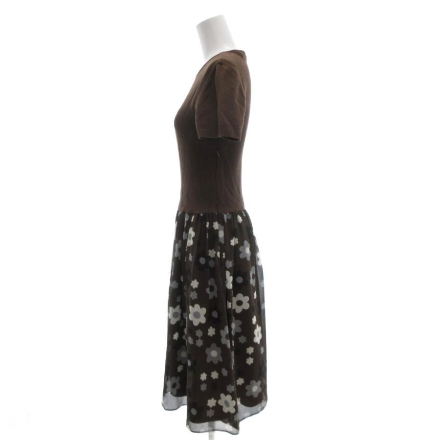 エムズグレイシー M'S GRACY ドッキングワンピース 半袖 ひざ丈 花柄