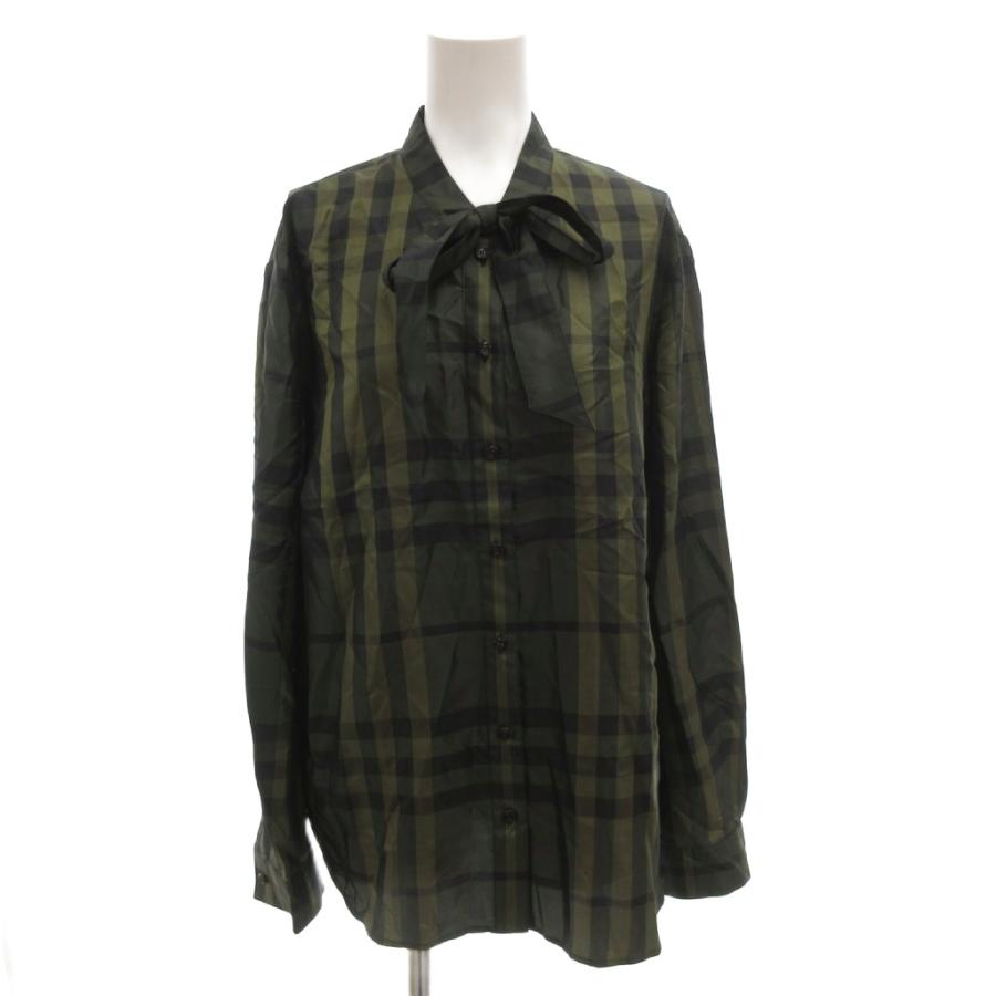 新品✨バーバリーBURBERRY 2022年シルク100 ボウタイシャツブラウス BURBERRY（バーバリー） シャツ ブラウス ボウタイ チェック バンド