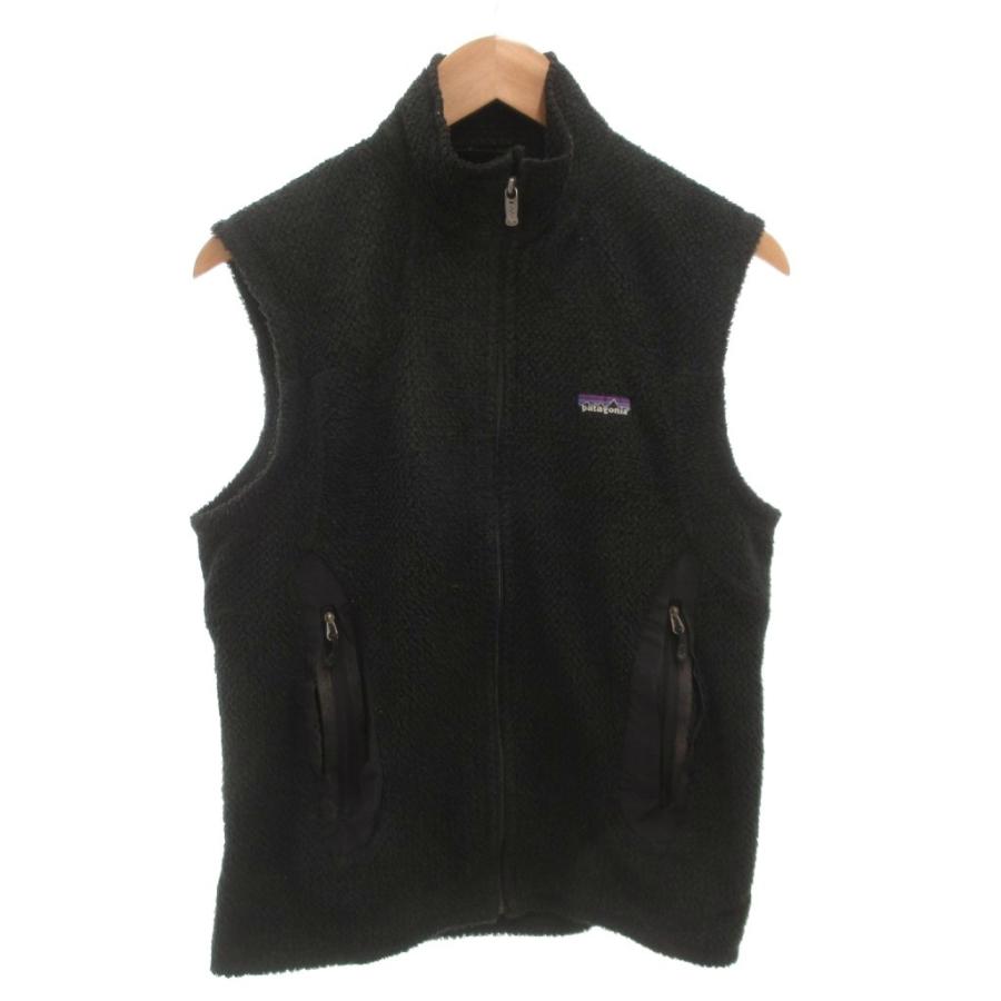 patagonia ブラック フリースベスト 新品タグ付き パタゴニア Patagonia ジップアップベスト ロゴ S 黒 ブラック /FF