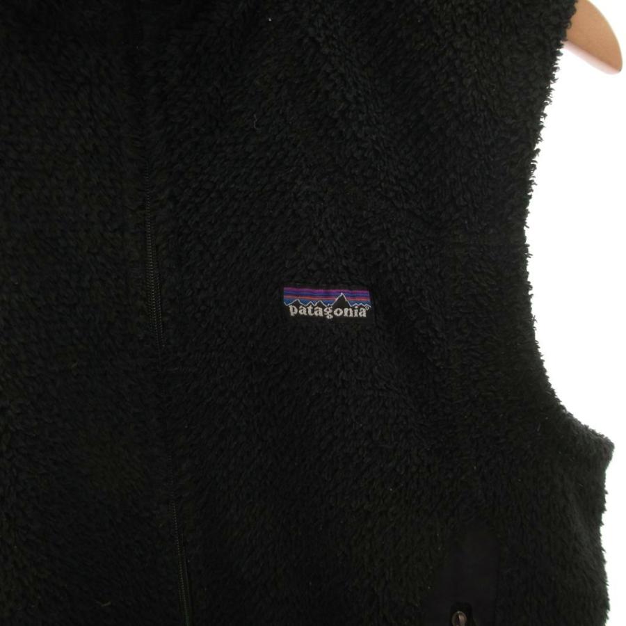 Patagonia 黒 ジップアップベスト パタゴニア Patagonia ジップアップベスト ロゴ S 黒 ブラック /FF