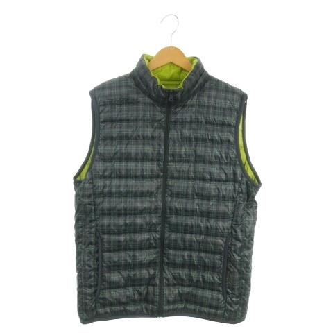 ユニクロ（UNIQLO） ダウンベスト XL 緑 グリーン スタンドカラー