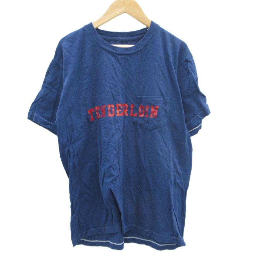 テンダーロイン TENDERLOIN Tシャツ カットソー L 紺 ネイビー 半袖