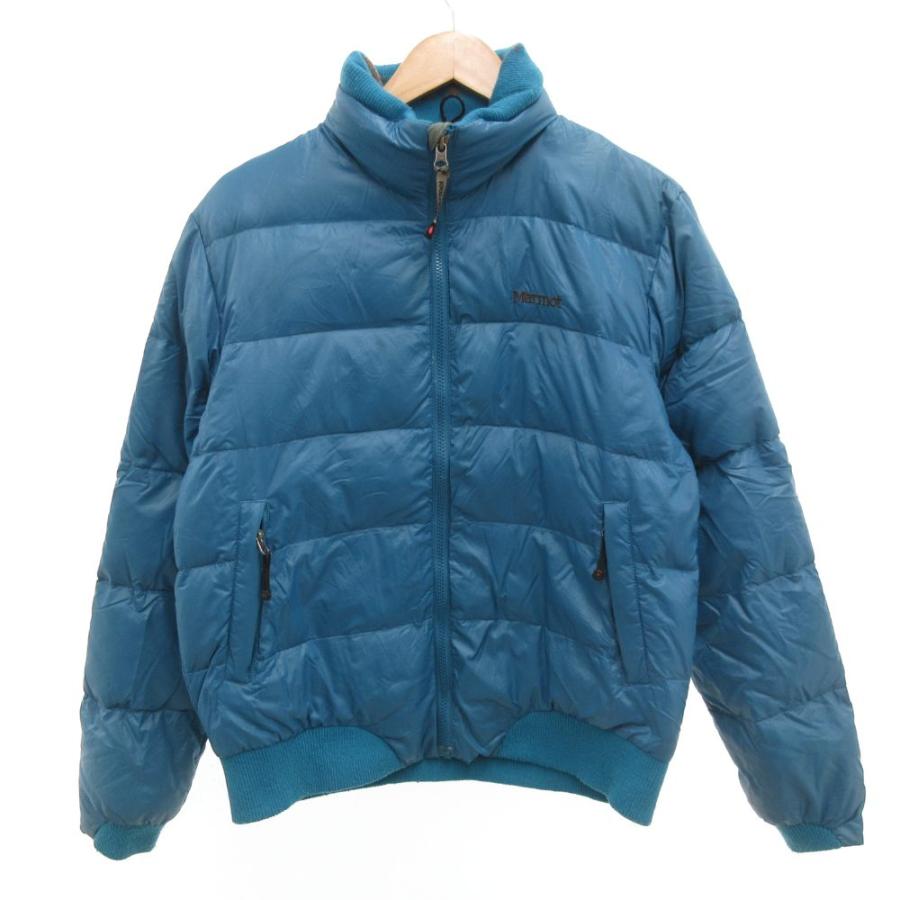 マーモット MARMOT ダウンジャケット ブルゾン ジップアップ ロゴ S 青