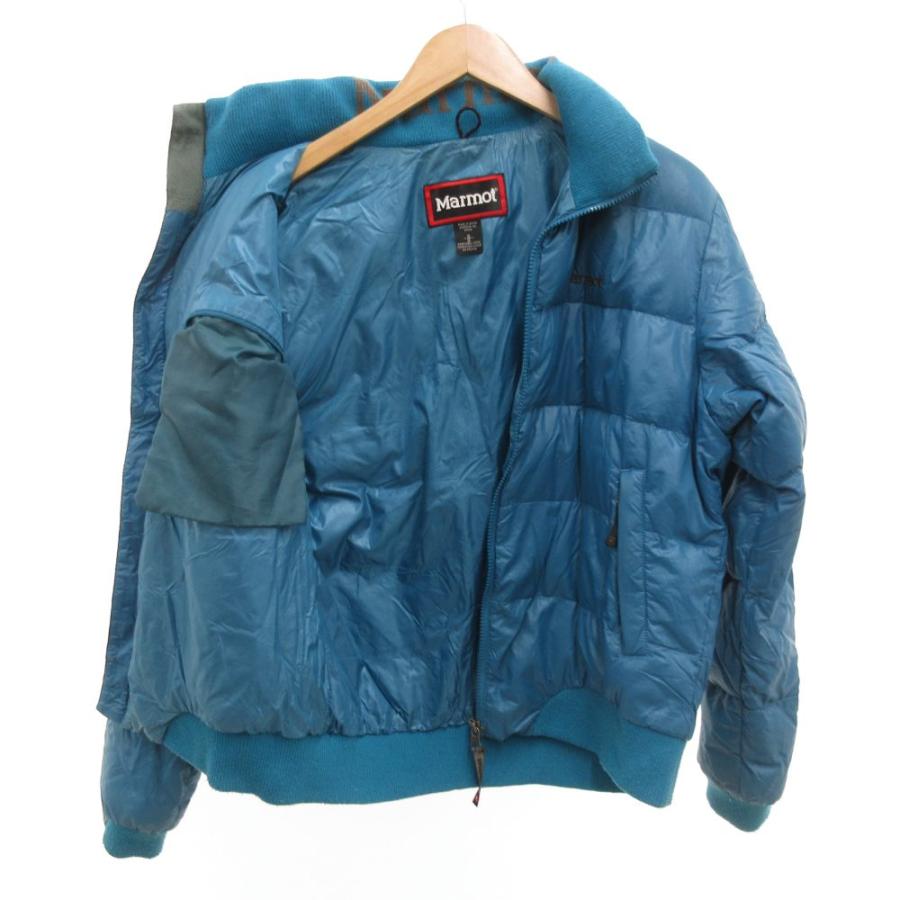 マーモット MARMOT ダウンジャケット ブルゾン ジップアップ ロゴ S 青