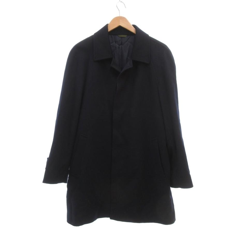 ダーバン DURBAN 美品 ステンカラーコート カシミヤ メルトン L 紺