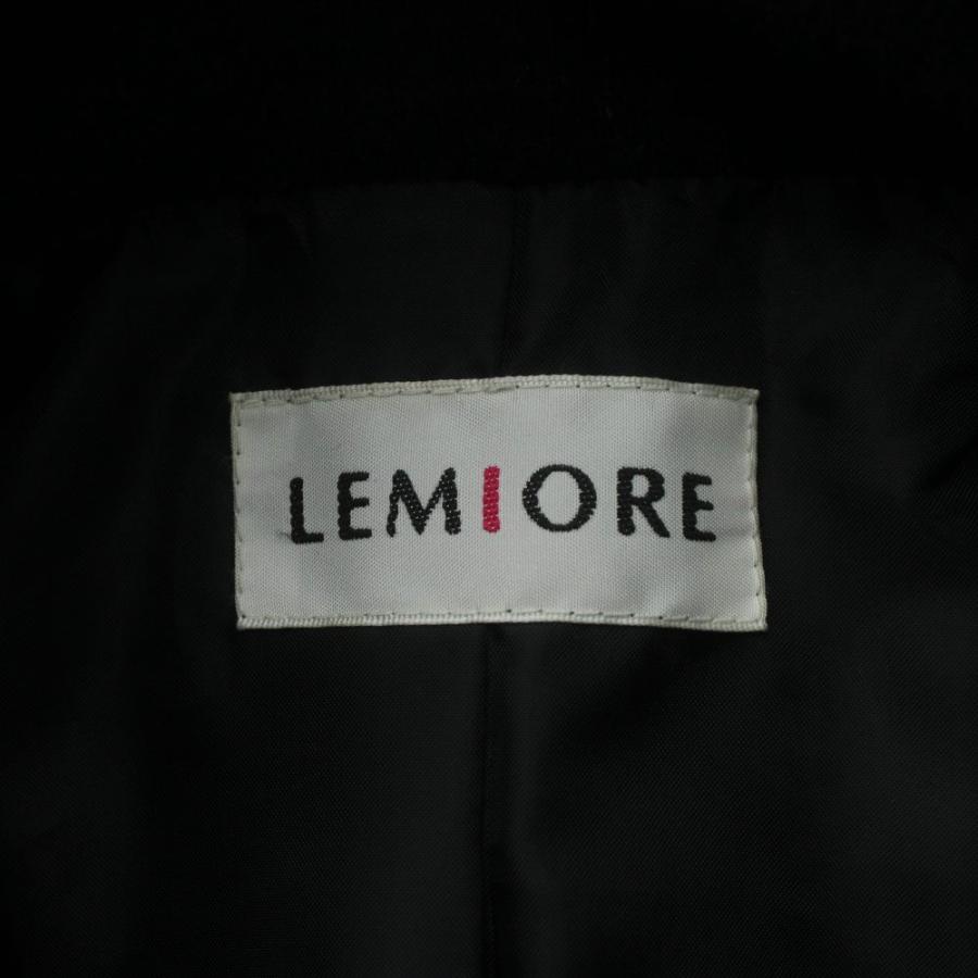 レミオーレ LEMIORE コート ウール L 黒 ブラック 無地 スタンドカラー 