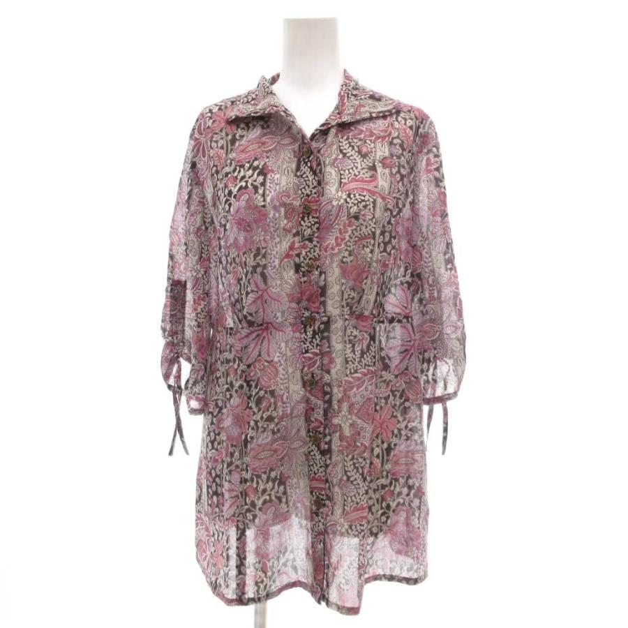 レリアン Leilian チュニック シャツ 9 パープル系 花柄 シャツカラー