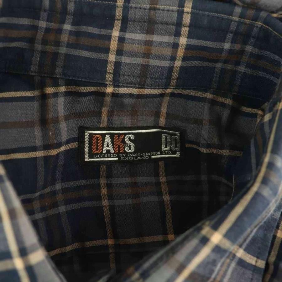 DAKS チェック柄 ネイビー系 半袖 ダックス DAKS シャツ 半袖 前開き チェック リネン 紺 /NR □GY58