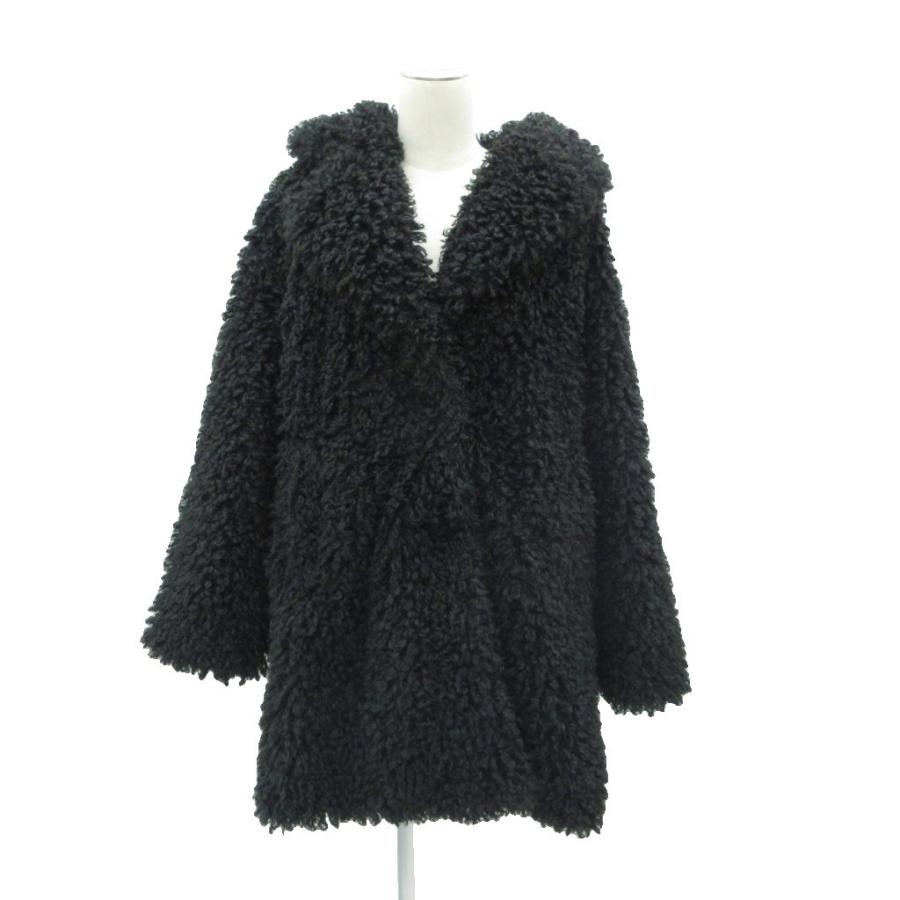 ZARA（ザラ） フェイクファーコート L 黒 ブラック ミドル丈 6318/248 