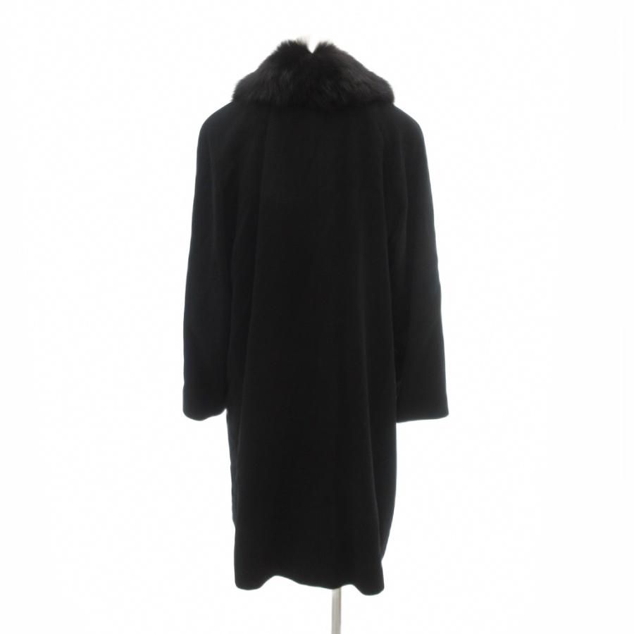 ノーブランド ロングコート カシミヤ ファー付き 11AR 黒 ブラック /UO 