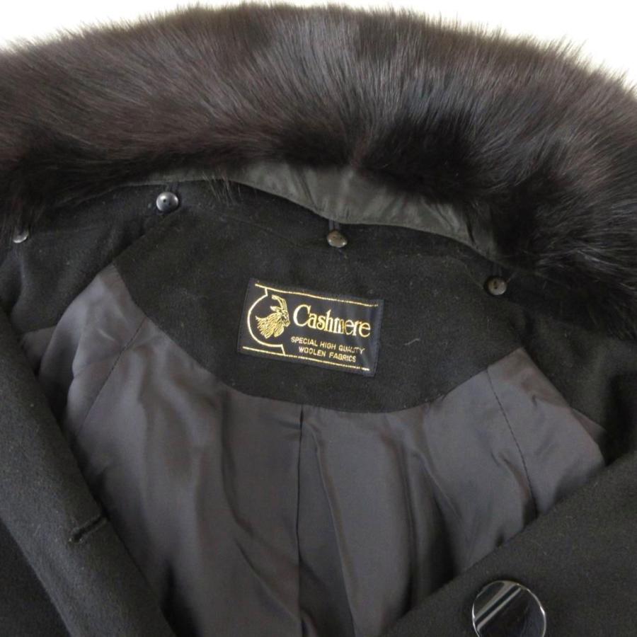 ノーブランド ロングコート カシミヤ ファー付き 11AR 黒 ブラック /UO 