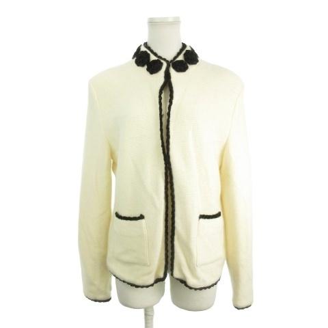 ハナエモリ HANAE MORI ニットジャケット フラワーモチーフ装飾 