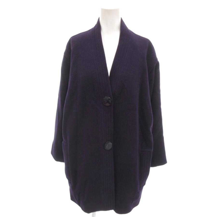 ハナエモリ HANAE MORI PARIS 美品 ノーカラーコート カシミヤ混 