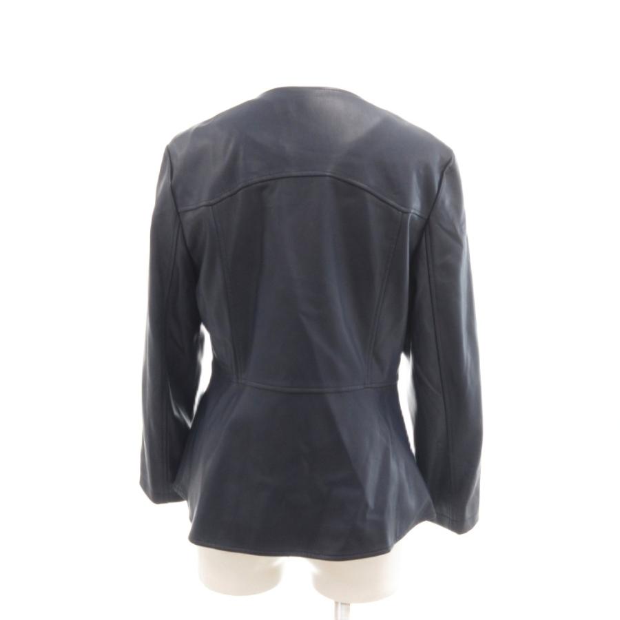 ZARA（ザラ） 美品 フェイクレザー ジャケット ペプラム M ネイビー