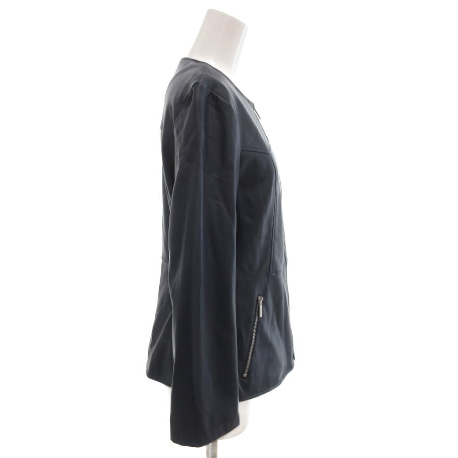 ZARA（ザラ） 美品 フェイクレザー ジャケット ペプラム M ネイビー