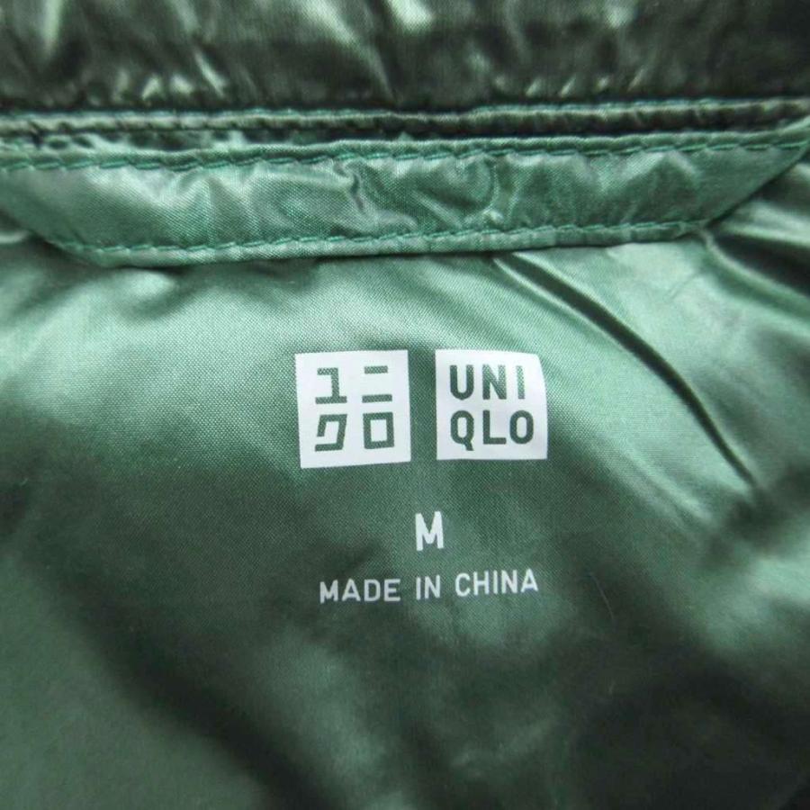 ユニクロ（UNIQLO） ダウンジャケット 上着 ミドル丈 フード付き M 緑 