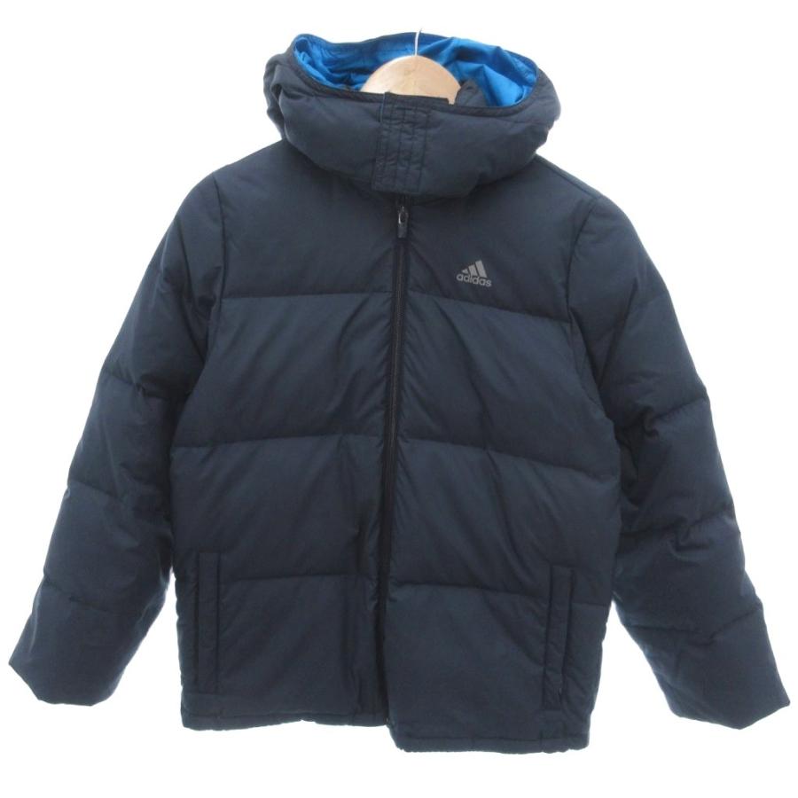 adidas（アディダス） ダウンジャケット M 紺 ネイビー フード ジップ 