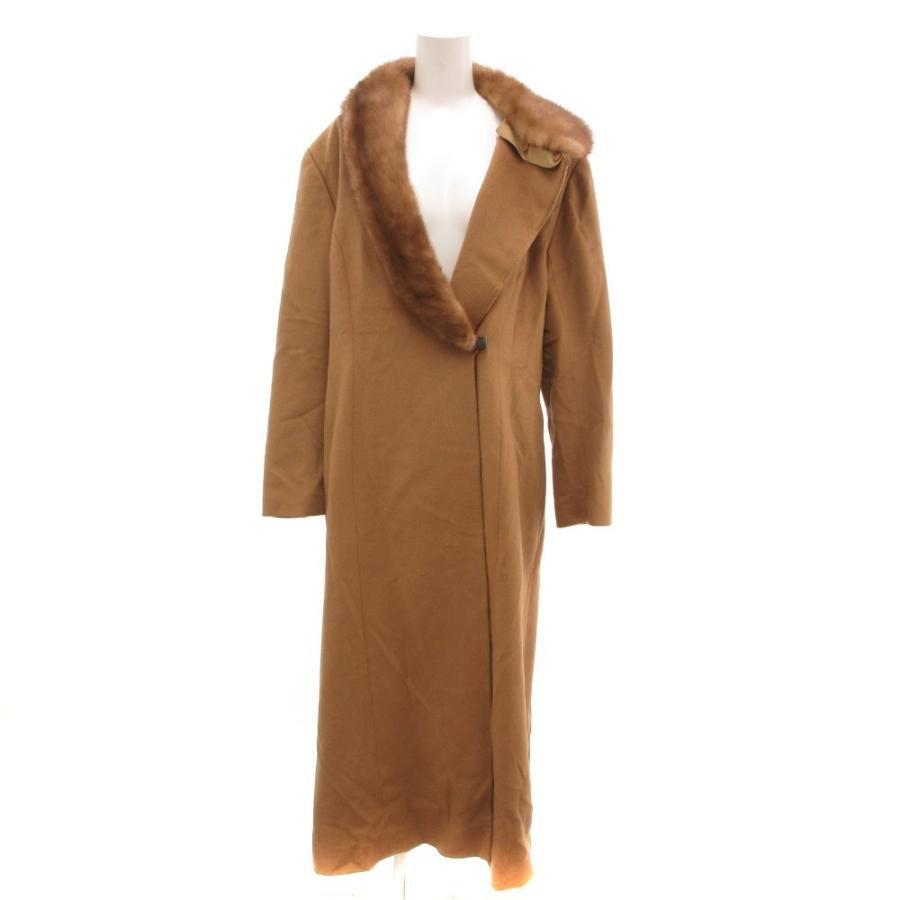 ハナエモリ HANAE MORI ミンクファーコート ロング カシミヤ 38 茶