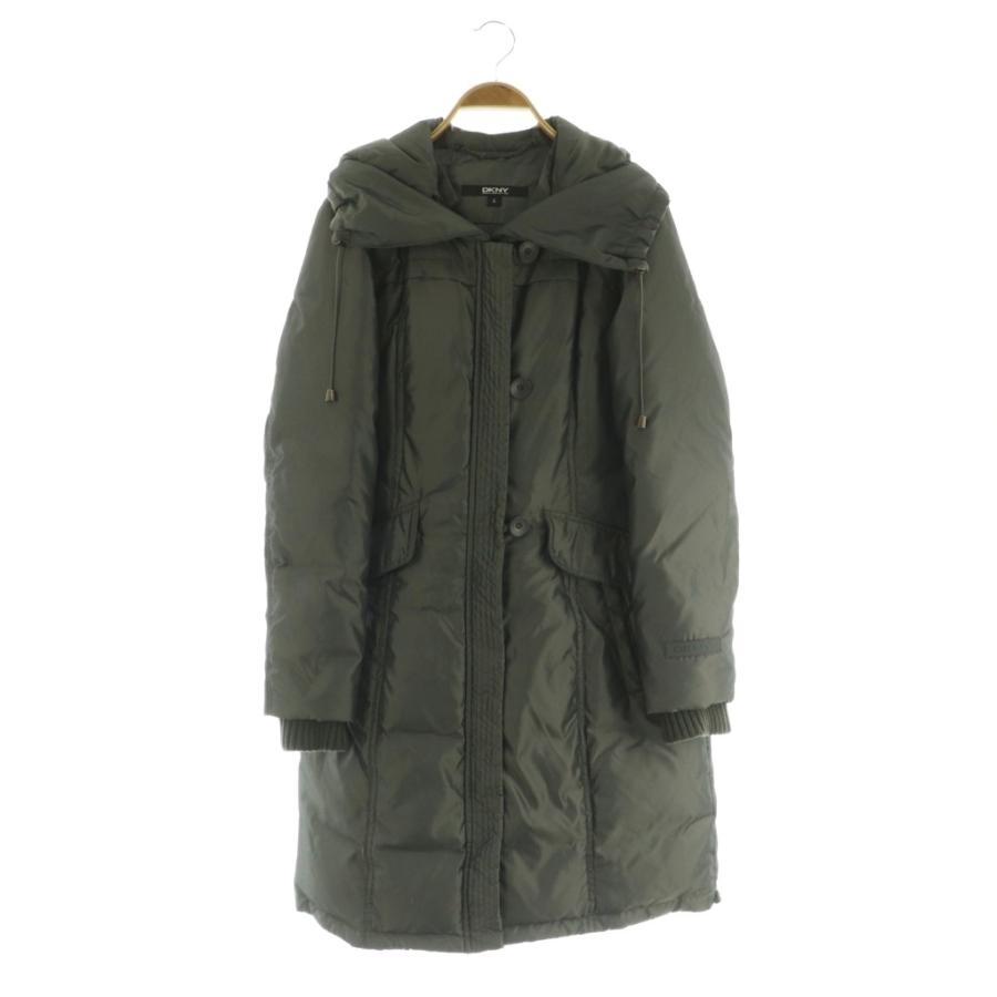 ダナキャランニューヨーク DKNY ダウンコート ロング フード S グレー 