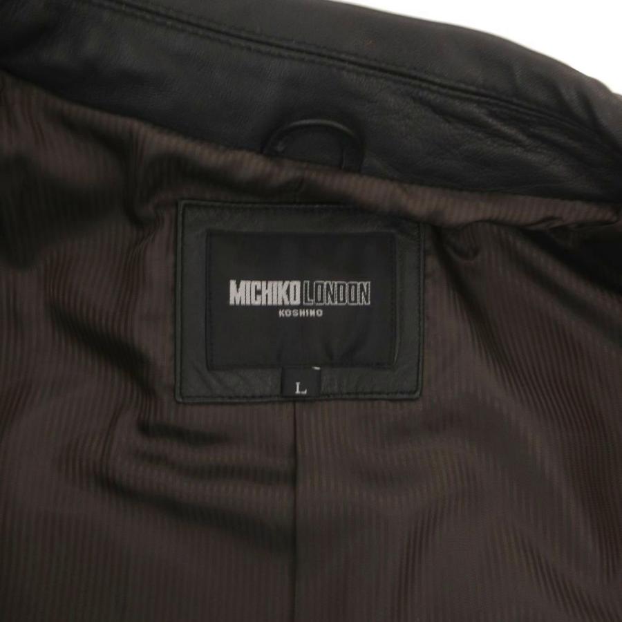 黒羊革レザージャケット MICHIKO LONDON KOSHINO　サイズL ミチコロンドンコシノ MICHIKO LONDON KOSHINO レザージャケット L