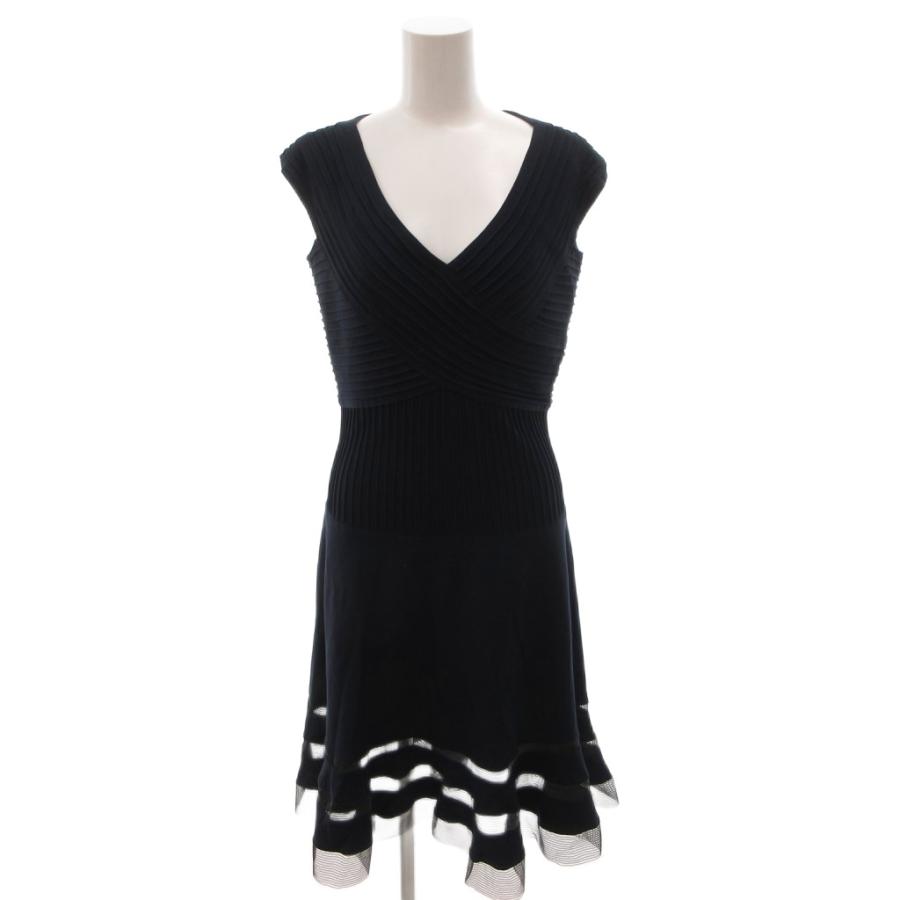 TADASHI SHOJI TADASHI SHOJI タダシショージ TADASHI SHOJI 中古(目立った傷や汚れなし) タダシショージ TADASHI SHOJI ワンピース ドレス チュール切替 ひざ丈 ノースリーブ XS 紺 ネイビー /FF ECD00