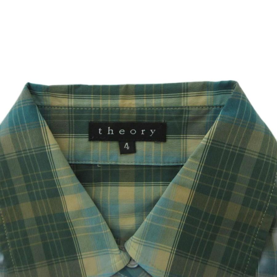 theory（セオリー） 美品 長袖シャツ 4 青 ブルー チェック柄 襟付き