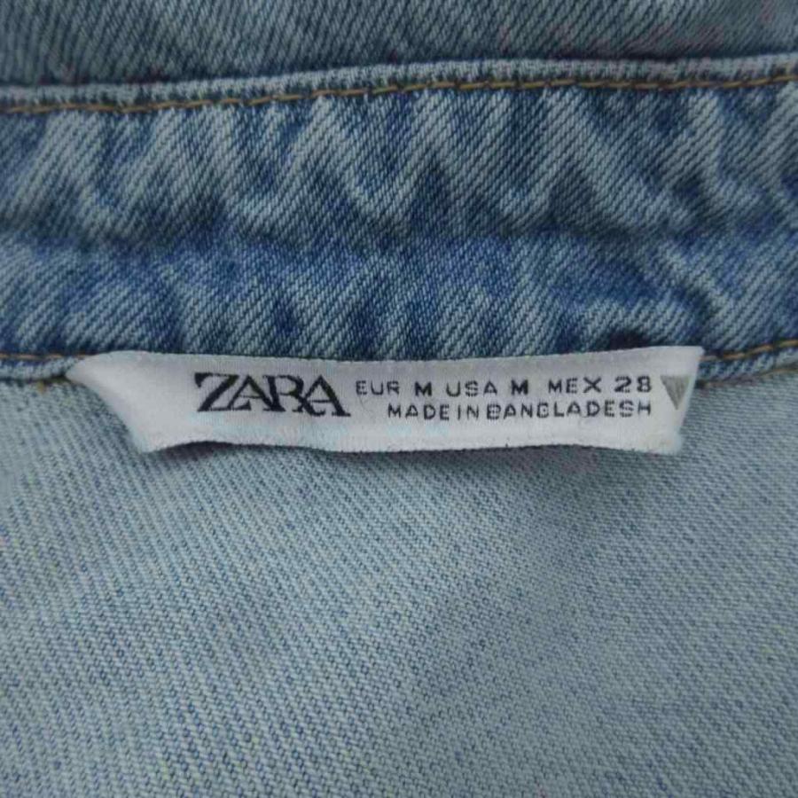 ZARA（ザラ） デニムシャツワンピース M ライトブルー ノースリーブ