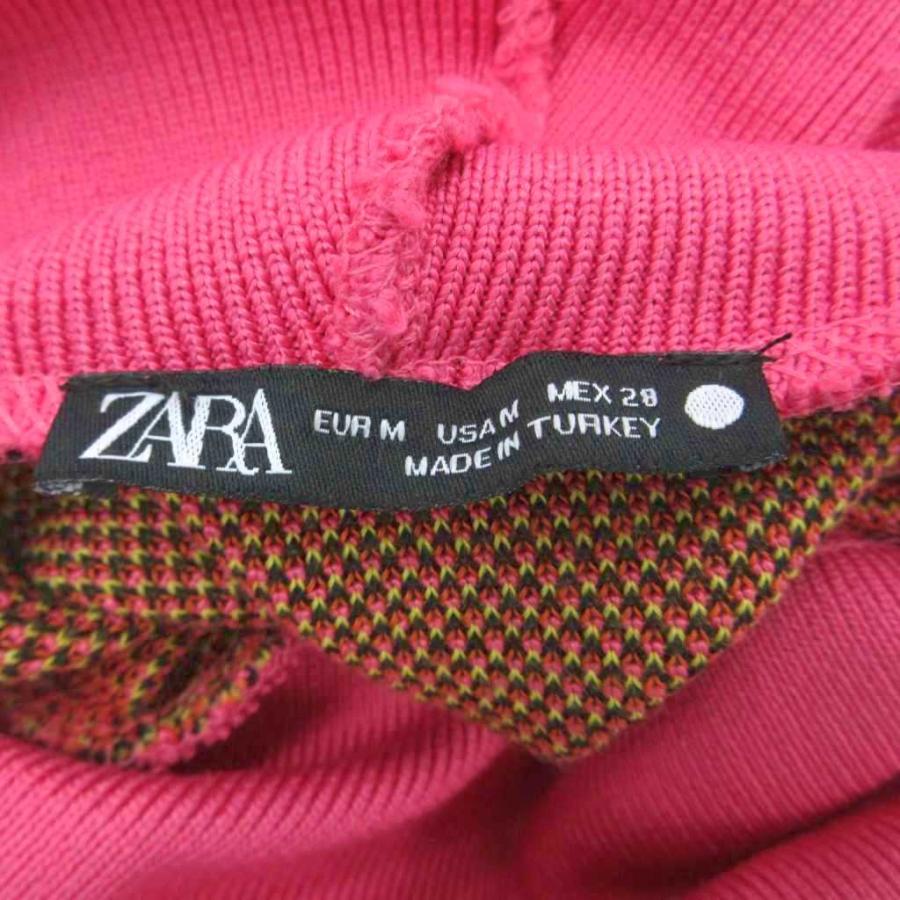 ZARA（ザラ） ニットワンピース ロング丈 マキシ丈 長袖 M ピンク 総柄 