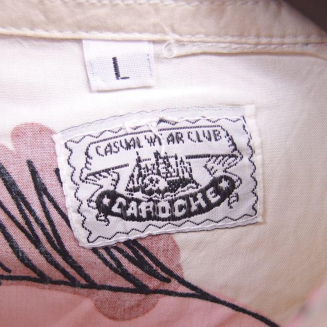 カローシェ Caroche シャツ カジュアル プリントシャツ ステンカラー 薄手 長袖 L アイボリー ピンク /TT メンズ : ブランド ...