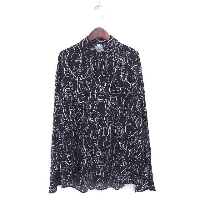 カローシェ Caroche シャツ ラインアート カジュアル ステンカラー 薄手 長袖 L 黒 ブラック /TT メンズ : ブランド古着販売 ...