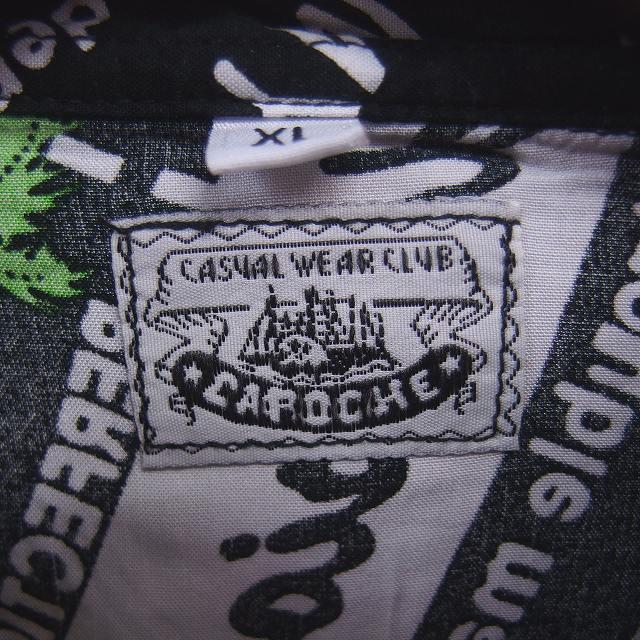 カローシェ Caroche シャツ カジュアル コラージュ総柄 ステンカラー 薄手 長袖 XL 黒 ブラック /TT メンズ : ブランド古着 ...
