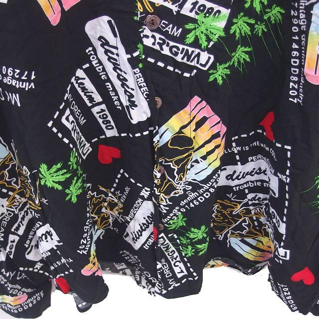 カローシェ Caroche シャツ カジュアル コラージュ総柄 ステンカラー 薄手 長袖 XL 黒 ブラック /TT メンズ : ブランド古着 ...