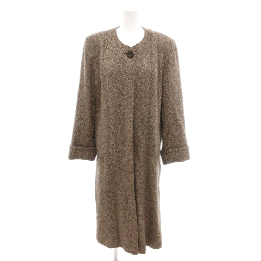 パリエンヌ PARIENNE 美品 ノーカラーコート アンゴラ混 9 茶色 