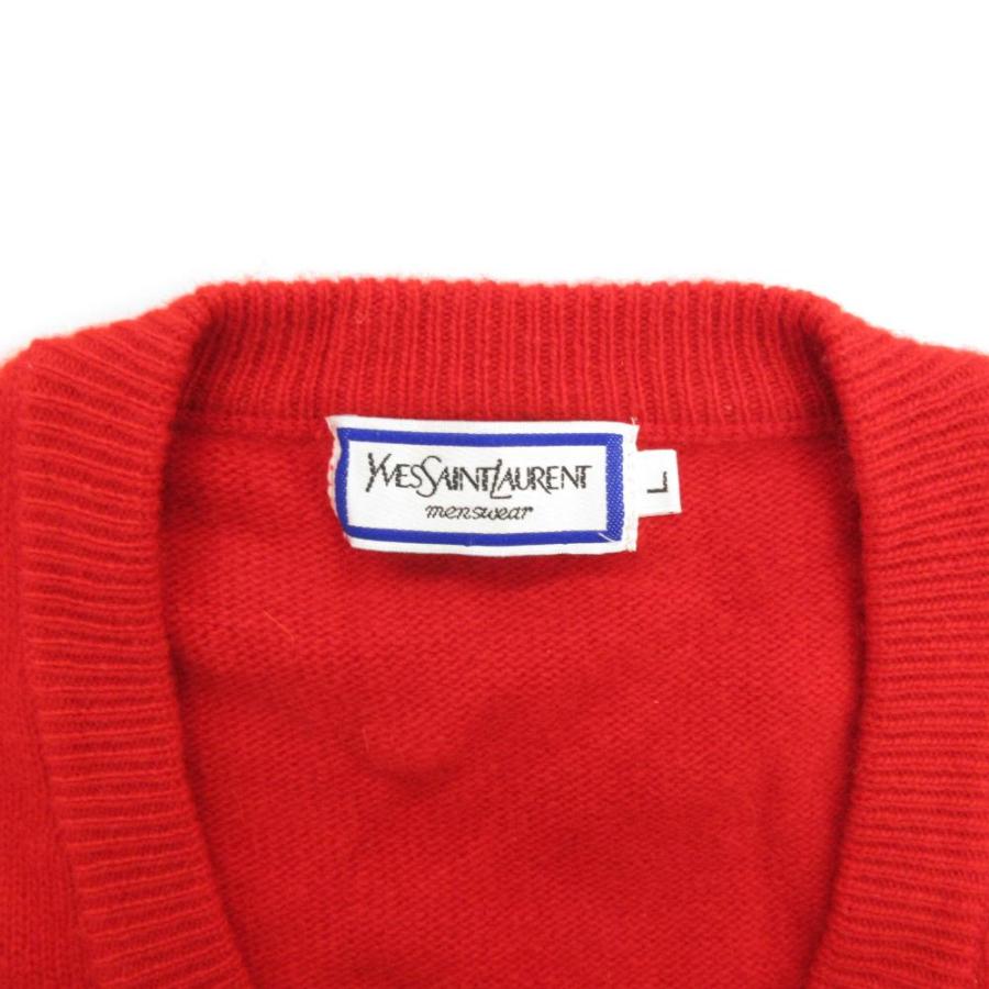 YVES SAINT LAURENT メンズ ニットベスト 赤 ウール×麻50% Yves Saint Laurent（イヴ・サンローラン） ヴィンテージ ニット