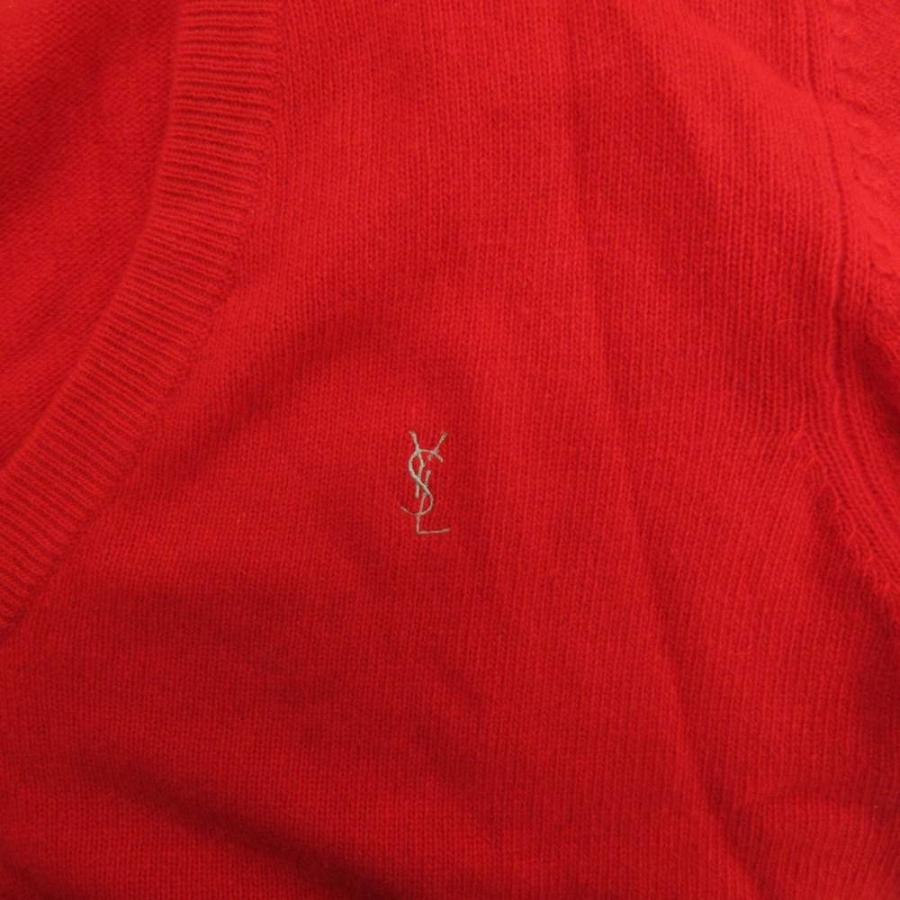YVES SAINT LAURENT メンズ ニットベスト 赤 ウール×麻50% Yves Saint Laurent（イヴ・サンローラン） ヴィンテージ ニット
