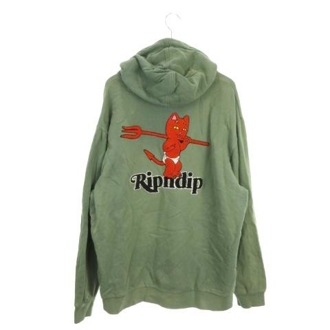 リップンディップ RIPNDIP Devil Baby Hoodie プルパーカー 裏起毛 XL 緑 ダークセージ フード付き 長袖 刺繍 ...