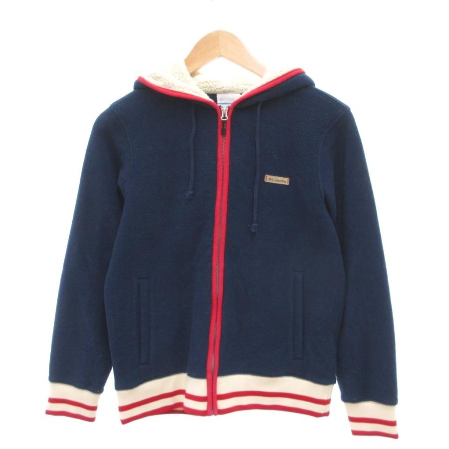 コロンビア Columbia ジップアップパーカー フリース ロゴ M 紺 