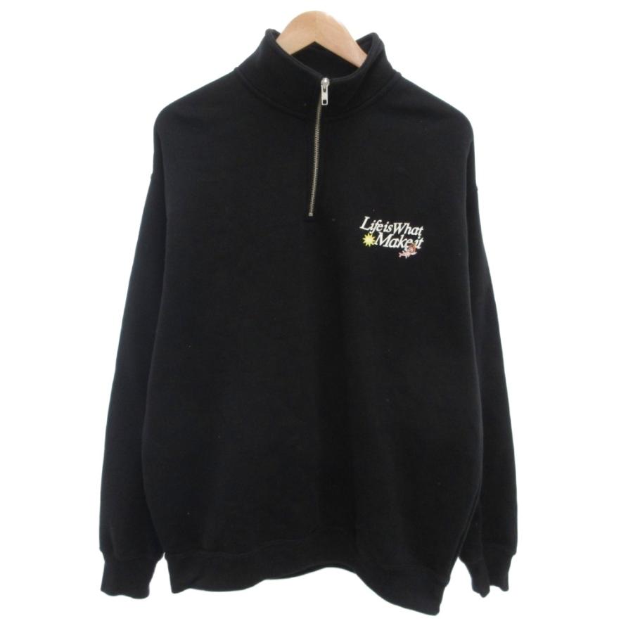 ザッツライフ THAT'S LIFE トレーナー スウェット XL ハーフジップ 黒