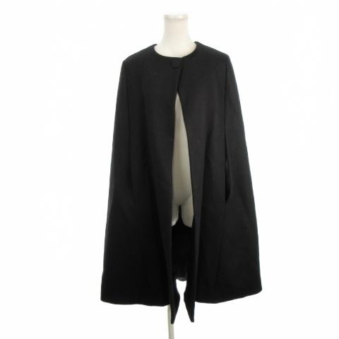 ザラウーマン ZARA WOMAN ケープコート ポンチョ S 黒 ブラック ノー