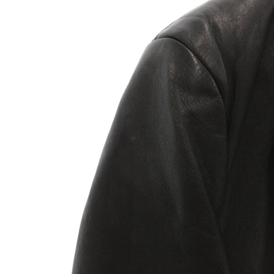 ノーブランド 美品 レザージャケット 黒 ブラック ノッチドラペル 
