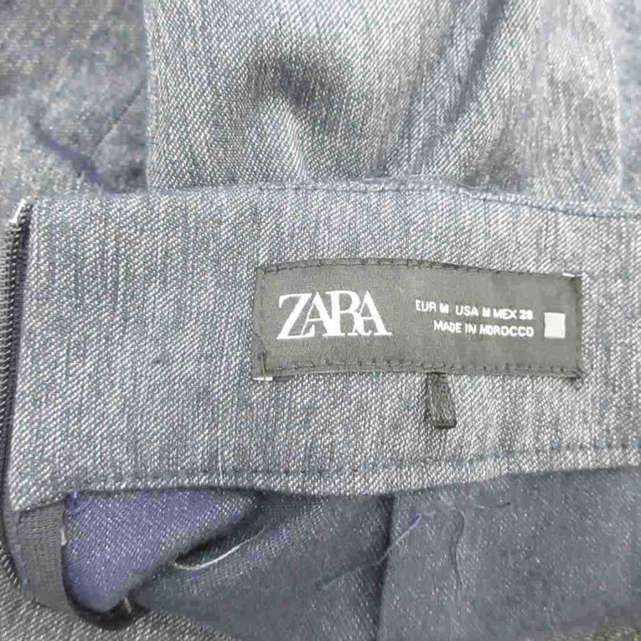ZARA（ザラ） デニムスカート M インディゴ ブルー ベルト付き フレア