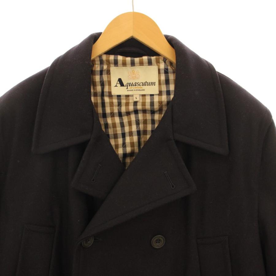 アクアスキュータム ピーコート L 黒 ダブルブレスト ハーフ丈 CA00229 アクアスキュータム AQUASCUTUM ピーコート L 黒 ブラック ダブル