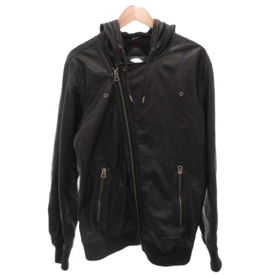 ディーゼル　diesel レザージャケット DIESEL（ディーゼル） レザージャケット パーカー パッチ L 黒