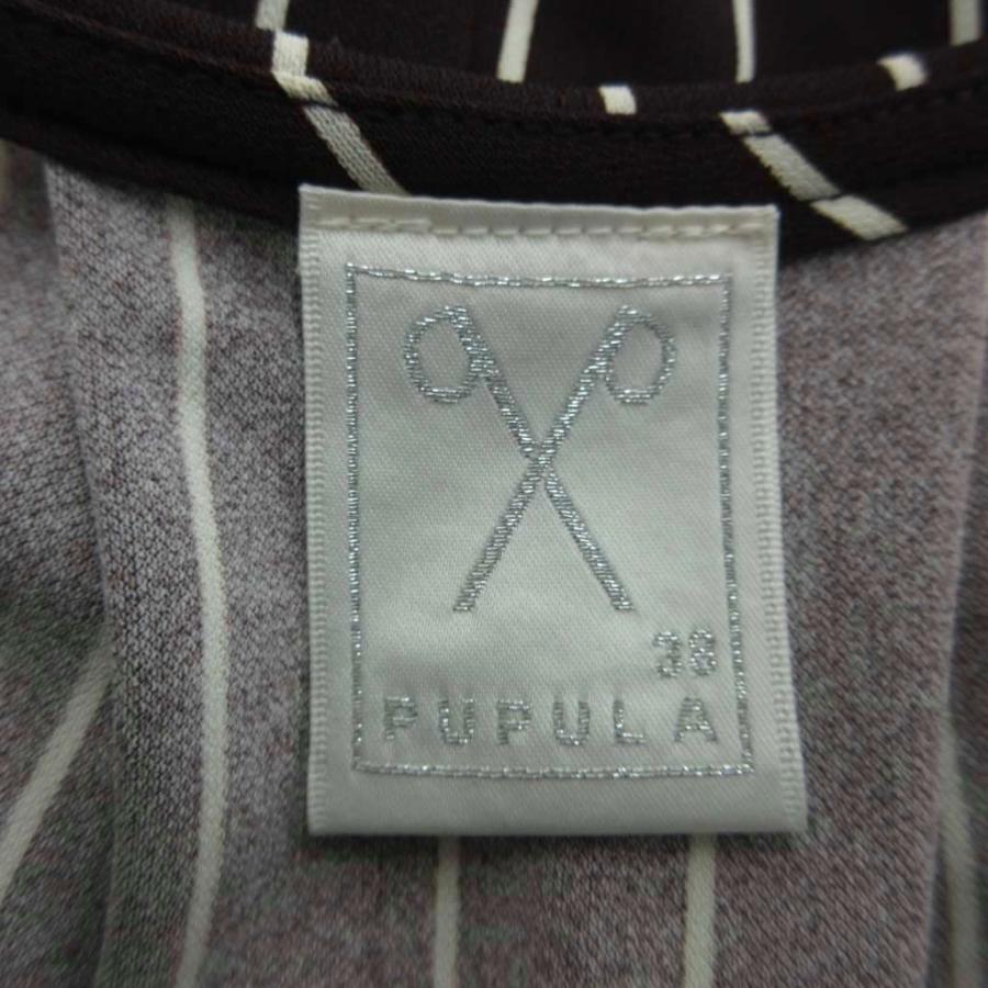 ププラ PUPULA ブラウス カットソー 38 ダークブラウン オフホワイト 