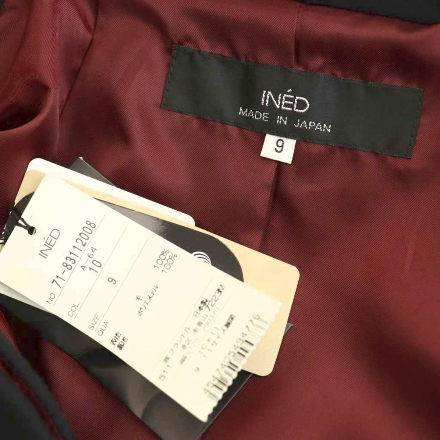 【超美品】INED アンゴラコート 黒 9号 フジテックス社 CONTESSA》カシミヤラグランラップコート《PIACENZA》｜INED（イネド