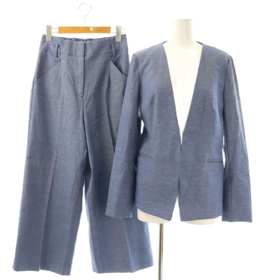 プラステ PLST リネン ストレッチ ノーカラージャケット 背抜き パンツ