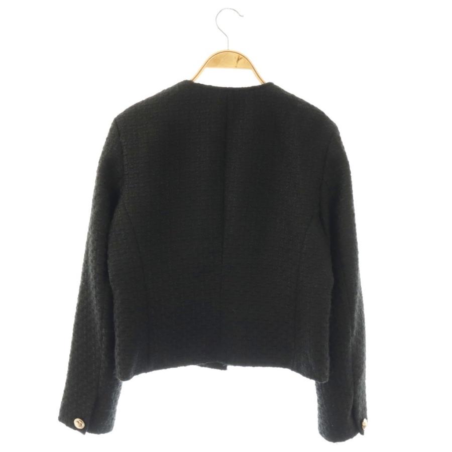ZARA（ザラ） ノーカラージャケット ウール XS 黒 ブラック ツイード